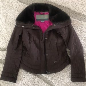Nike fitted jacket with faux fur collar